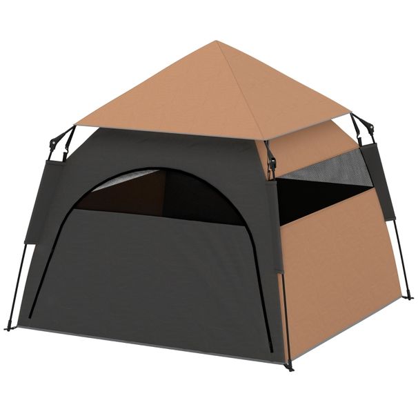 Haustierzelt Klappbar, Wetterbeständig Für Grosse Hunde, Dunkelbraun_voghion.com