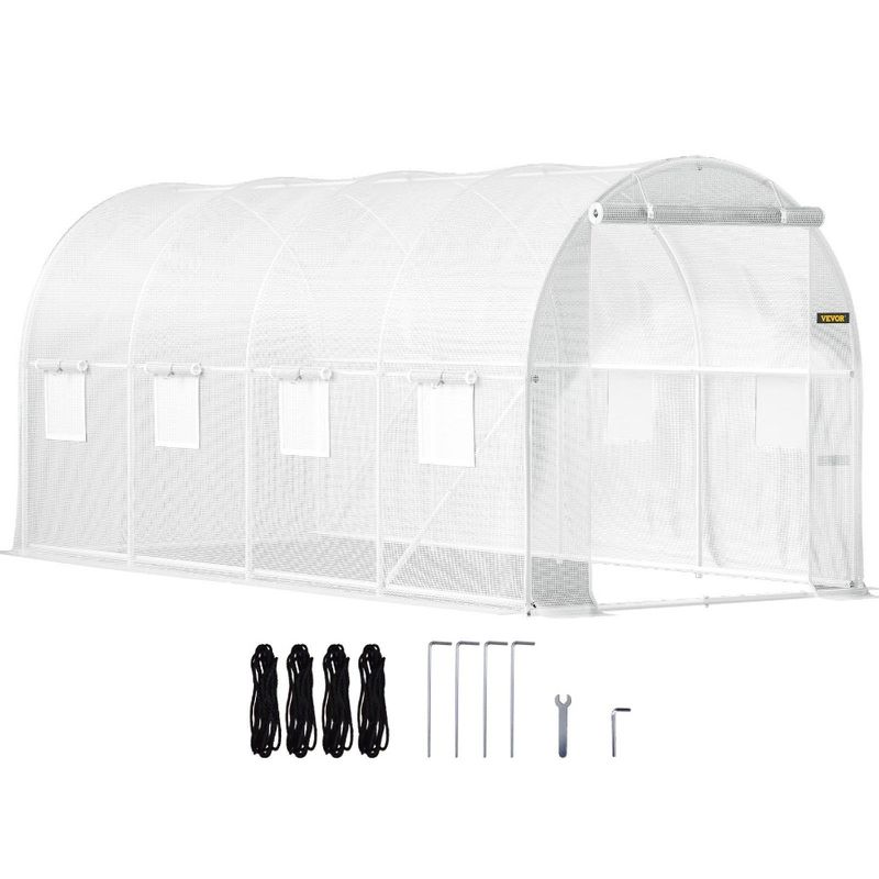Beam 6.5 Top Portable Greenhouse X Tunnel Plant Poles W Hoops Zippered Walkin 15 7 1 House Hot Ft X Steel Diagonal Galvanized_voghion.com