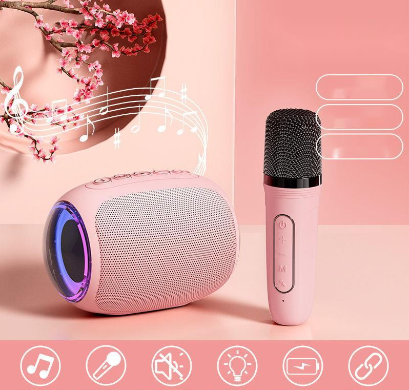 Lanyue M66 Singing Karaoke Microphone Integrated Handheld Bluetooth Wireless Speaker For Kids Family KTV_voghion.com