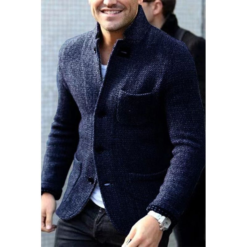 Camicia da uomo con taschino a maniche lunghe, colletto casual_voghion.com