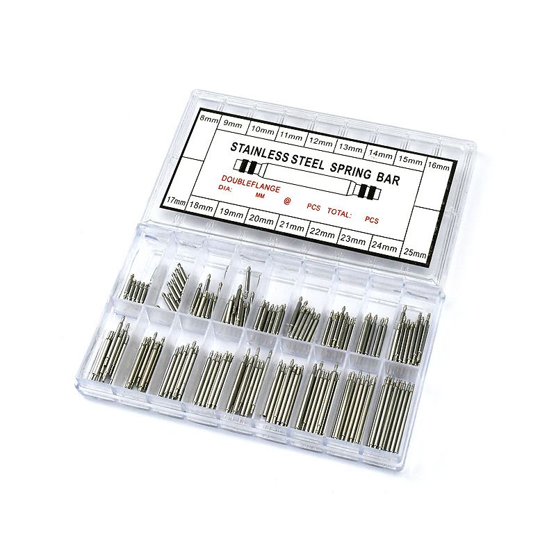 Narzędzia do naprawy zegarków Uchwyty do zegarków w pudełku Akcesoria do zegarków 360 sztuk bezszwowych uchwytów do zegarków ze stali nierdzewnej w pudełku 8 25 mm_voghion.com