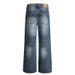 Pantalones vaqueros desgastados para hombre – Pantalones rectos de estilo urbano con efecto de pintura en aerosol (S-XXL, Azul)_voghion.com