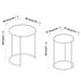 2 Piece Round Nesting Side Tables Set Tempered Glass Top Metal Leg Coffee Tables_voghion.com