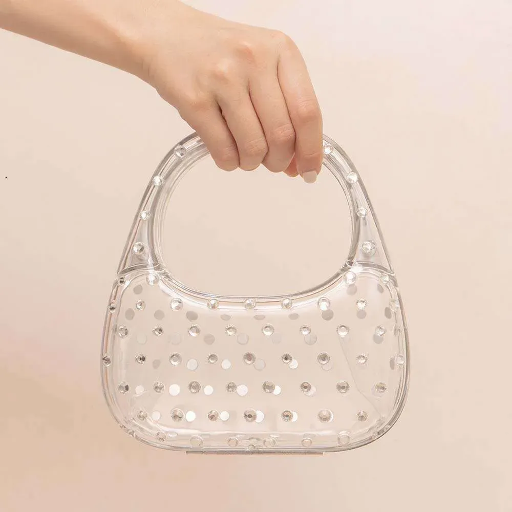 Nuova borsa da sera semplice con strass in acrilico trasparente, di tendenza, da donna_voghion.com