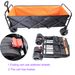 Big Large Capacity Folding Cart Extra Long Extender Wagon Cart Folding Wagon Garden Shopping Beach Cart (black + Orange)_voghion.com