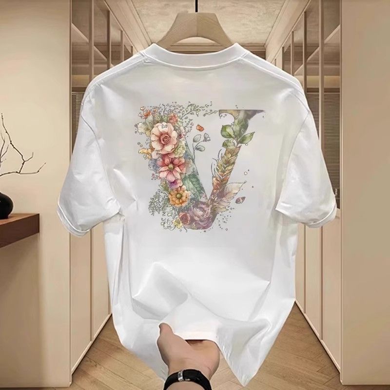 Tricou bărbați cu mânecă scurtă, bumbac pur, vară nouă, imprimat, la modă, bărbați și femei, toate potrivirea, guler rotund, tricou bărbați_voghion.com