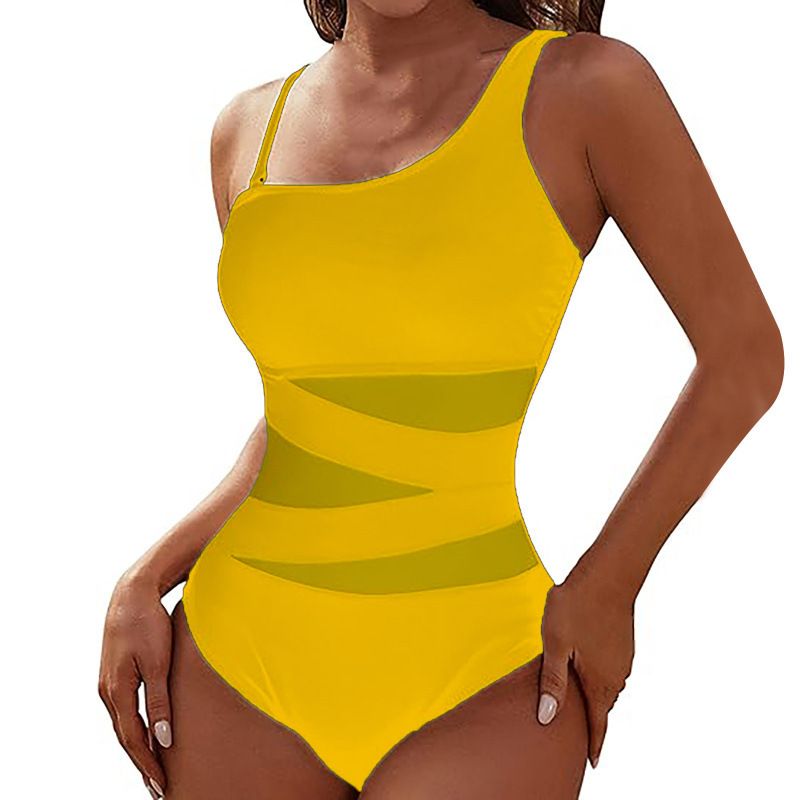 Costume da bagno intero da donna con spalline sottili e spalle oblique, bikini conservatore_voghion.com