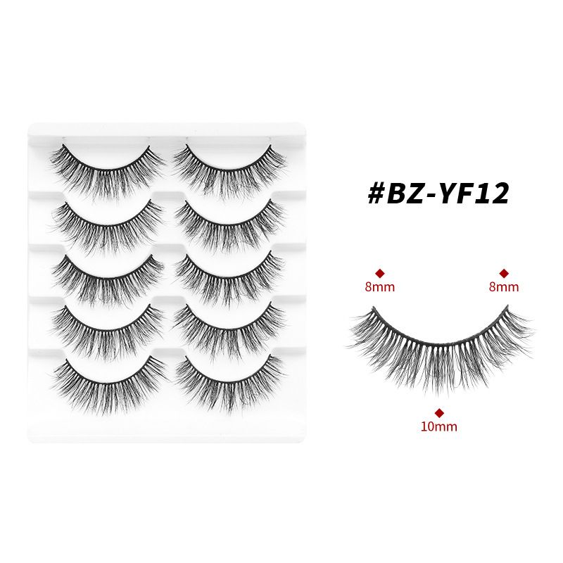 Conjunto de cílios postiços 5 pares de cílios postiços fofos, explosão de pelo de vison, cílios curvados_voghion.com