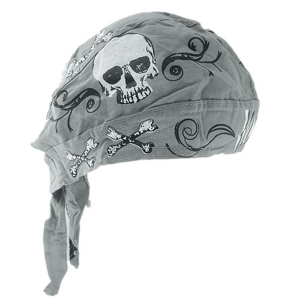 Grey Skull Head Pirate Headband Spring/Summer/Autumn Cloth Hat, Adult Style Riding Strap Tail_voghion.com