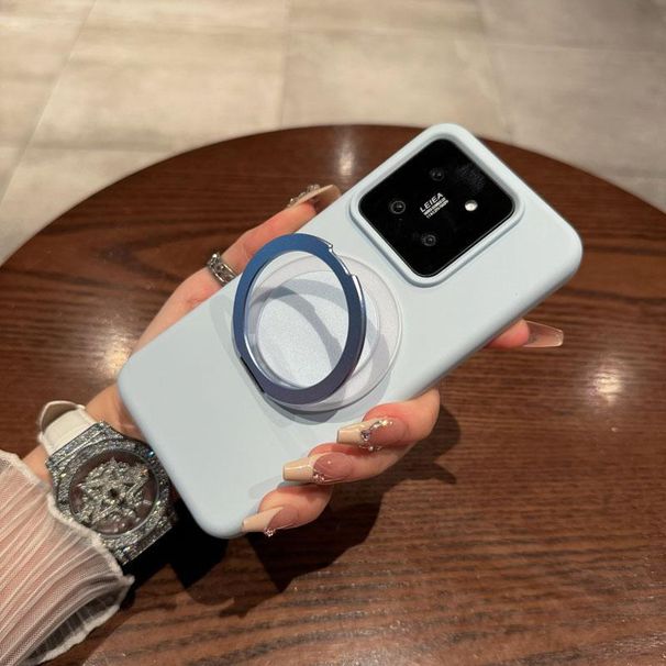 360° Rotating Stand Case For Xiaomi 15/14 Series - Liquid Silicone Shockproof Cover With Magnetic Kickstand, Anti-Fingerprint Matte Finish_voghion.com