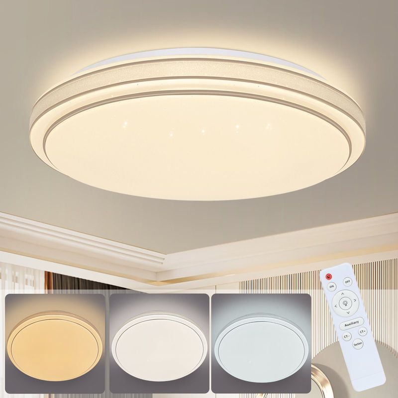 Deckenlampe LED Deckenleuchte Schlafzimmer - 23W Schlafzimmerlampe Dimmbar Mit Fernbedienung Ø27cm Küchenlampe Sternenhimmel Modern_voghion.com