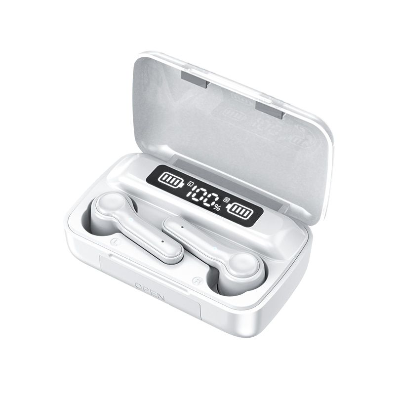 Bezprzewodowy zestaw słuchawkowy 9D Hi-Fi Stereo Bluetooth 5.1 Zestaw słuchawkowy Douszne wodoodporne sportowe zatyczki do uszu Zestaw słuchawkowy z redukcją szumów_voghion.com