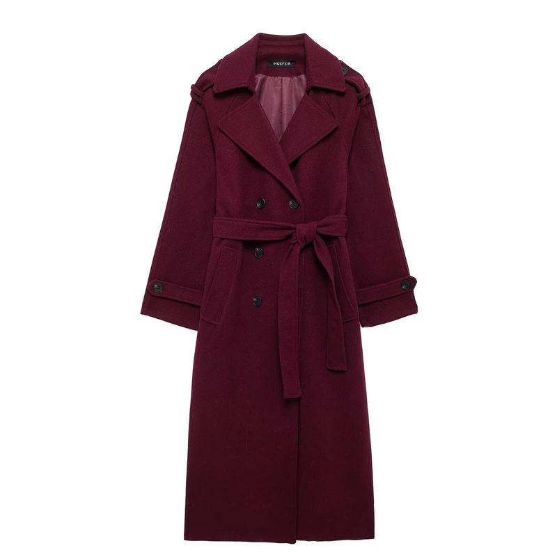Damenbekleidung 2024 Herbst und Winter Neuheit Woll-Zweireiher-Windjacke Mantel_voghion.com