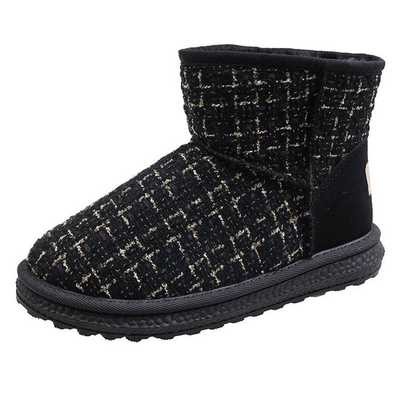 Autumn And Winter New Thick Soled Fashion Snow Boots Short Tube Non Slip Plus Velvet Warm Casual Ladies Cotton Shoes_voghion.com