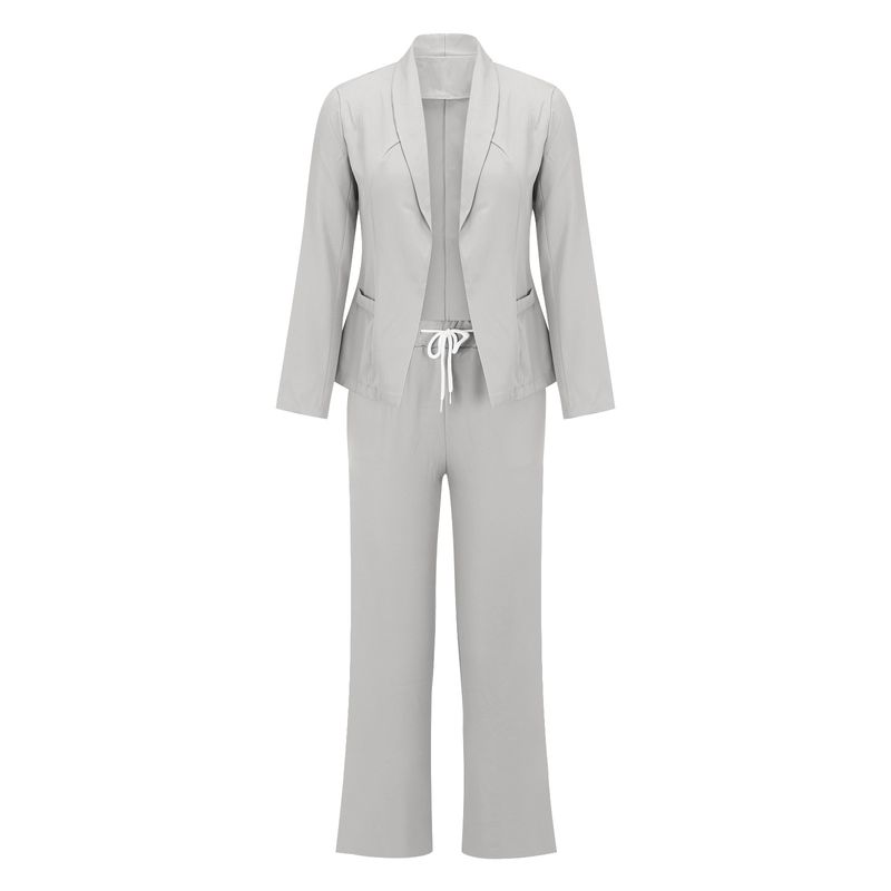 ​​Elegantes Damen-Blazer- und Hosen-Set – Professioneller Anzug aus Stretch-Polyester (S-XXL, Schwarz/Hellbraun/Marineblau/Hellgrau/Schokolade)​​_voghion.com