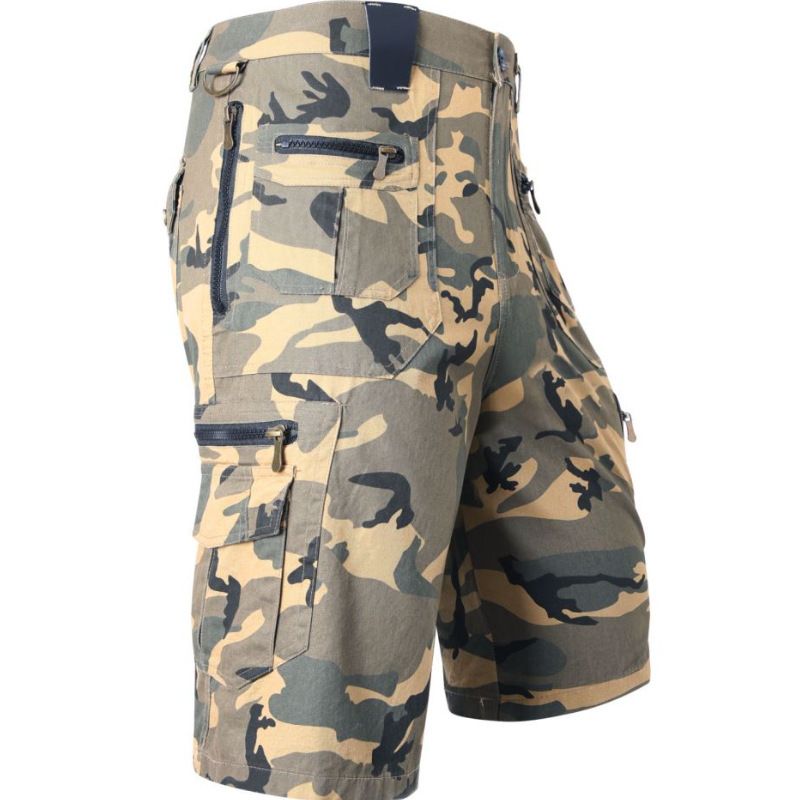 Herrenhose mit lockerer Passform und geradem Bein, Sommer, Übergröße, trendige, lässige, mittellange Hose mit mehreren Taschen, Cargohose aus reiner Baumwolle_voghion.com