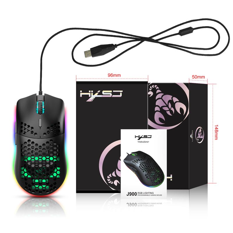 Buraco RGB Glow Macro Programming Game Mouse 6 teclas para desligar luzes Vários mouses com fio_voghion.com