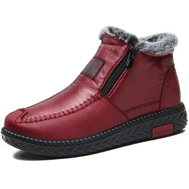 2024 Women's Plush Female Anti-slip Womens Snow Boot Winter Cotton Leather Shoes Casual Ankle Boots Botas Mujer_voghion.com