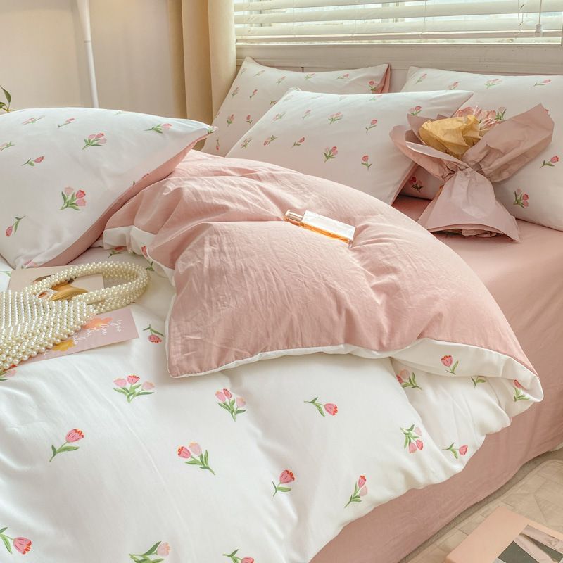 Home & Garden Four Piece Set Pure Washed Cotton Full Quilt Cover_voghion.com