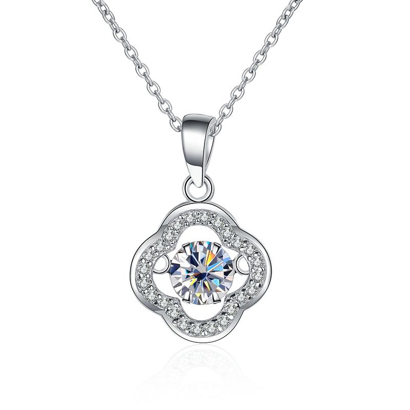 Tancise Moissanite Halsketten Für Frauen Sterling Silber Glück Blume Anhänger Schmuck Weihnachten Hochzeit Partei Geschenke_voghion.com