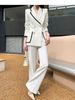 Women's Clothing commuting spring and autumn long sleeved suit set white splicing fashionable female sister slim professional suit solid color_voghion.com