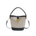 Neuer einfacher Eimer für Frauen im koreanischen Stil, vielseitige Farbblock-Umhängetasche mit Reißverschluss und Schnalle, Handtasche, Umhängetasche_voghion.com