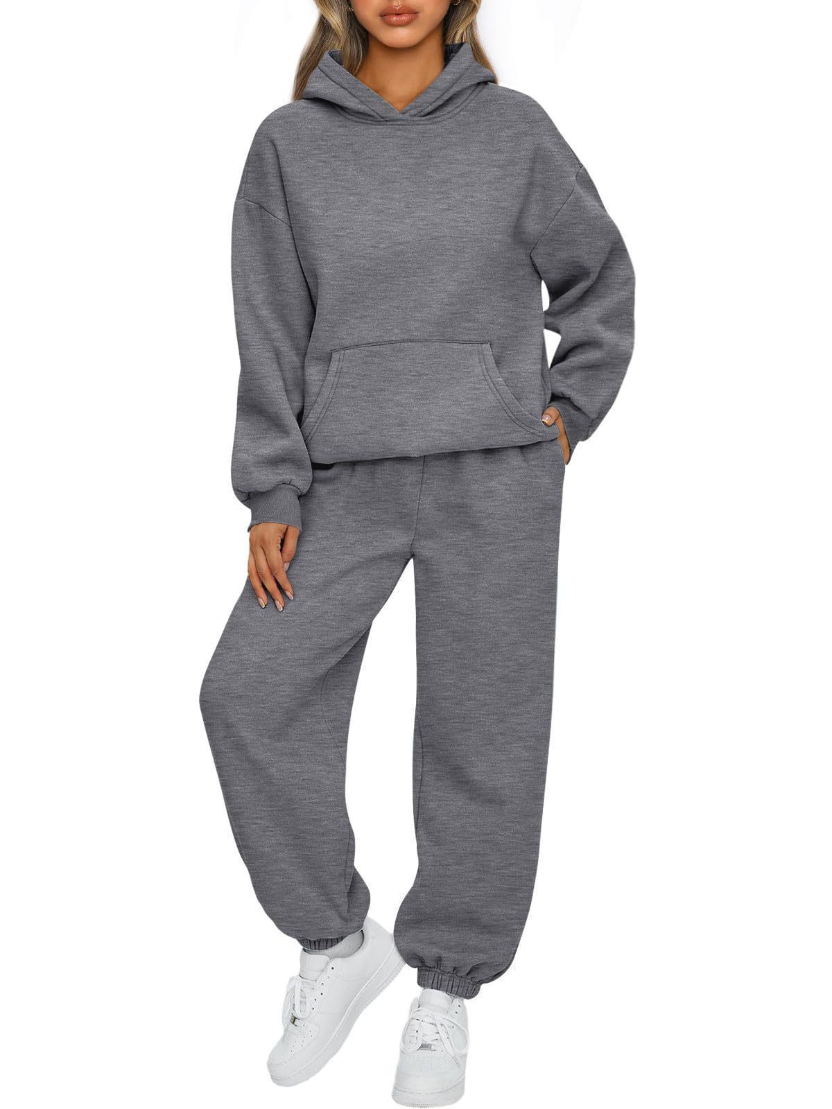 2-teiliges Damen-Set aus Kapuzenpullover, Sweatshirt und Jogginghose – weiche, mit Fleece gefütterte Loungewear für lässigen Komfort, fürs Fitnessstudio, auf Reisen und zu Hause_voghion.com
