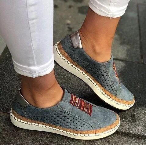 Chaussures simples décontractées pour femmes, mocassins en toile, grande taille 43_voghion.com