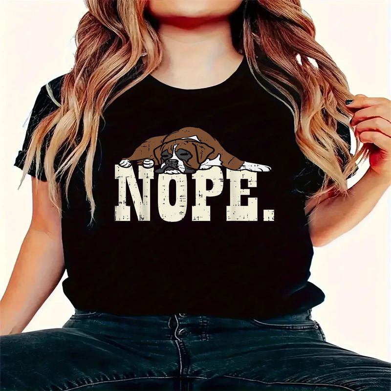 Women Nope Lazy Beagle Funny DogT Shirt Summer Fashion Short Sleeve T Shirt Printed Tees O-Neck Casual T-Shirt Women Clothing._voghion.com