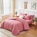Rosa Bettdeckenset im Bohemian-Stil mit getuftetem Blumenmuster – 3-teilige Polyesterbettwäsche mit ultraweicher Füllung (luxuriös und hypoallergen)_voghion.com