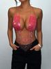 Top sexy con bretelle in rete con strass e cuciture, per feste in discoteca, Spice Girl, festival musicali, donna_voghion.com