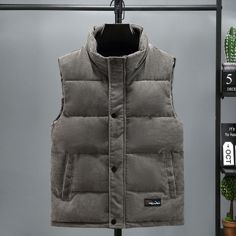 Hot selling corduroy for men in autumn and winter, loose fitting vest, camisole, short, thick cotton top, vest clip_voghion.com