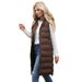 Gilet lungo senza maniche con cappuccio e cerniera frontale da donna, giacca imbottita trapuntata per l'inverno, capospalla casual in tinta unita_voghion.com