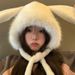 Cute White Rabbit Ears Plush Hat For Women Autumn And Winter Small Ear Protection Warm Hat Large Head Circumference Hat Trendy_voghion.com