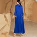 Blue Laser Gradient Abaya Dress With Tassel Details - Elegant Long Islamic Robe_voghion.com
