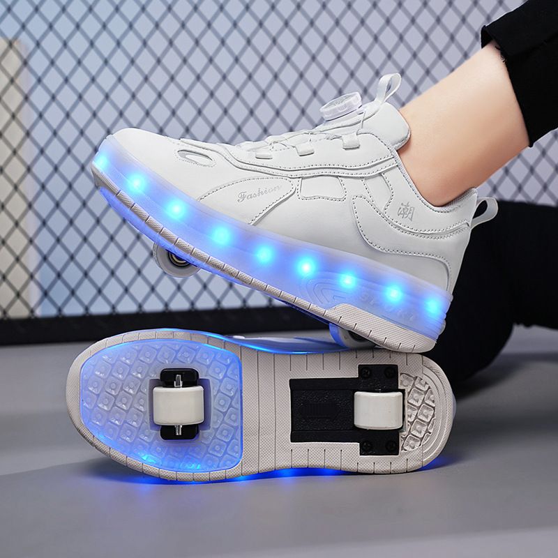 Rollschuhe, Rollschuhe, Deformierte Schuhe mit vier Rädern, Schuhe mit Rädern für Kinder und Jugendliche, Rollschuhe, Zweireihige Rollschuhe_voghion.com