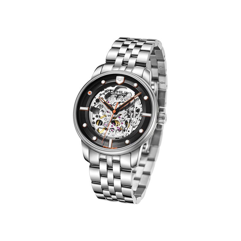 Orologio da polso meccanico automatico a carica automatica da uomo TOPHILL, super luminoso, impermeabile fino a 5 ATM, con specchio in cristallo zaffiro_voghion.com