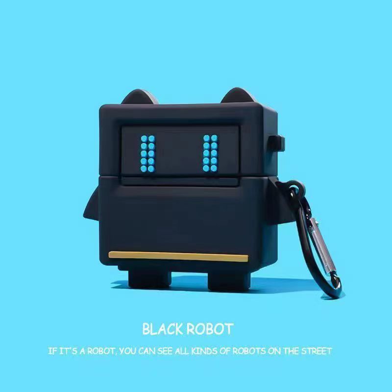 Anti-fall Black Robot Fifth Generation Protective Universal Pro Earphone Case Silicone_voghion.com
