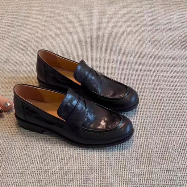 Mocassini singoli con tacco slip-on francesi retrò transfrontalieri, stile britannico, con suola spessa, per le donne_voghion.com