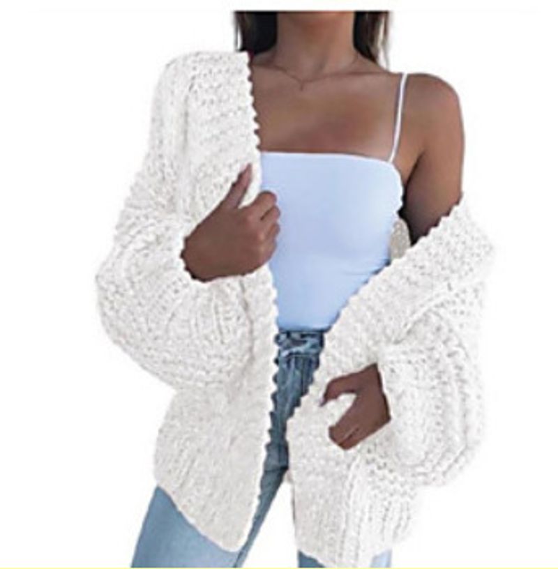 Damenbekleidung Damen Strickjacke Langarm lockerer Herbst- und Winterpullover Dreinadelpullover_voghion.com