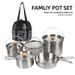 Set di pentole da campeggio - Pentola in acciaio inossidabile e vaporiera per cucinare all'aperto. Set di pentole portatile da campeggio per escursioni, viaggi su strada e picnic._voghion.com
