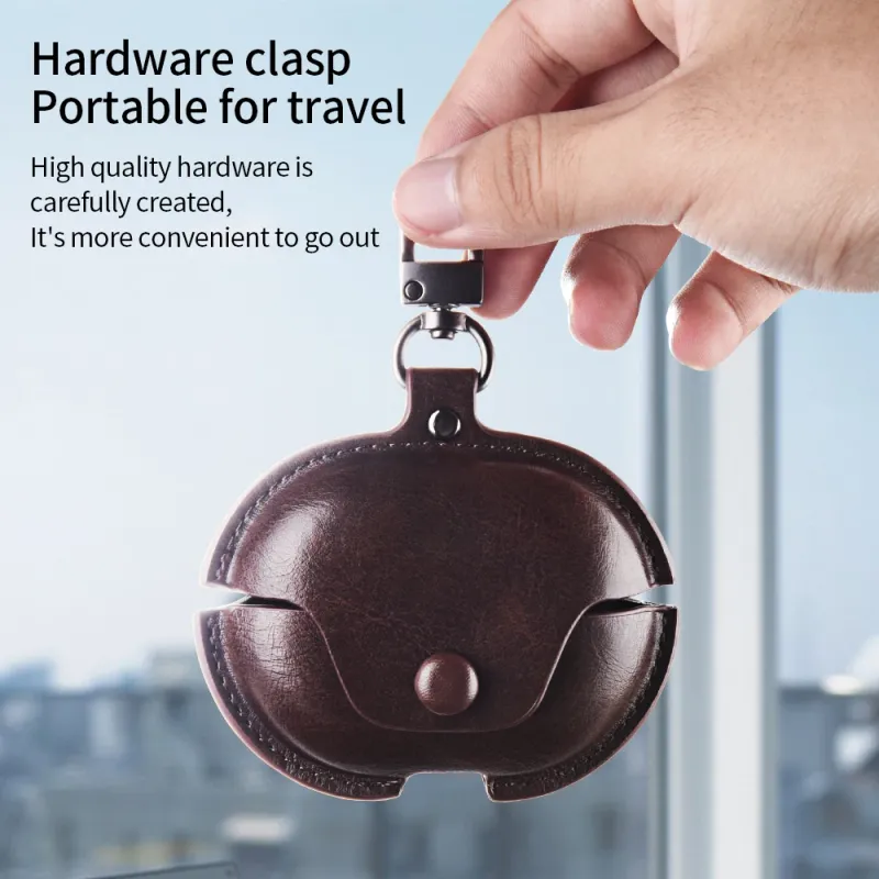 Ādas austiņu maciņi HUAWEI FreeBuds Pro/ Pro 2/3 4i 5i Se2 ar atslēgu piekariņu aizsargvāciņu austiņu piederumu aizsargkārba_voghion.com