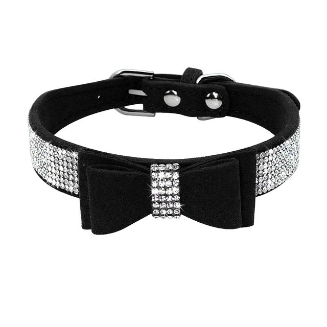 Beirui Leather Suede Collar With Rhinestones For Dogs By PawParty Store_voghion.com