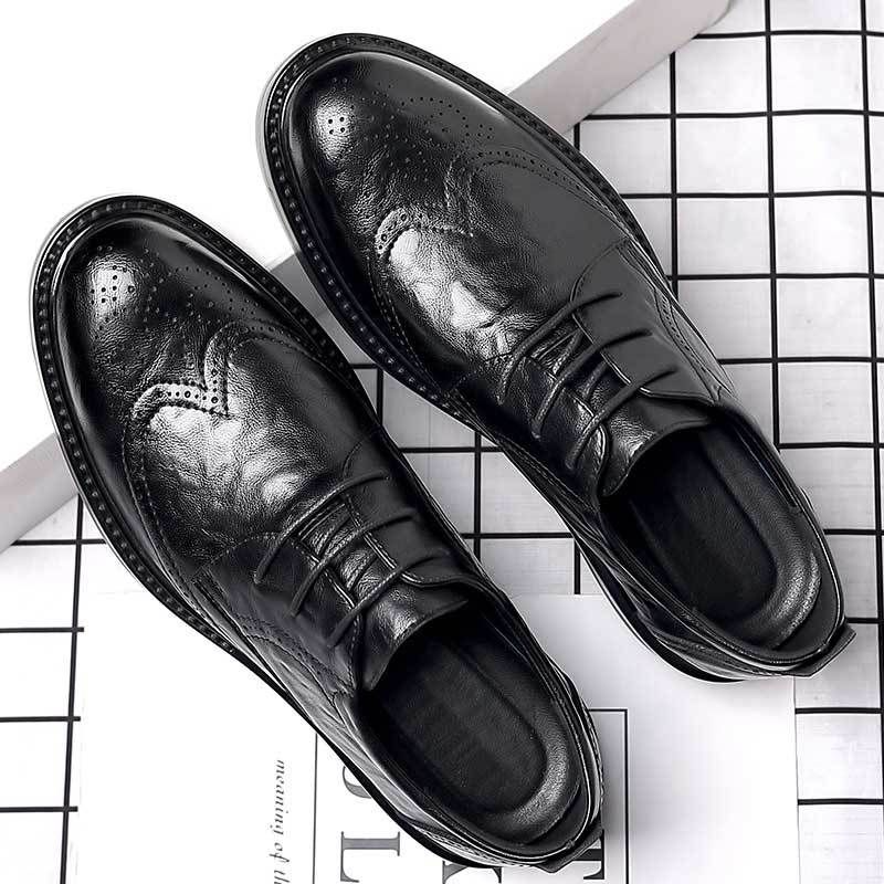 Geeignet für alle Jahreszeiten Brogue im britischen Stil für Trauzeugen, schwarze Bräutigam-Business-Anzugschuhe, lässige Lederschuhe für Herren, Hochzeitsschuhe_voghion.com