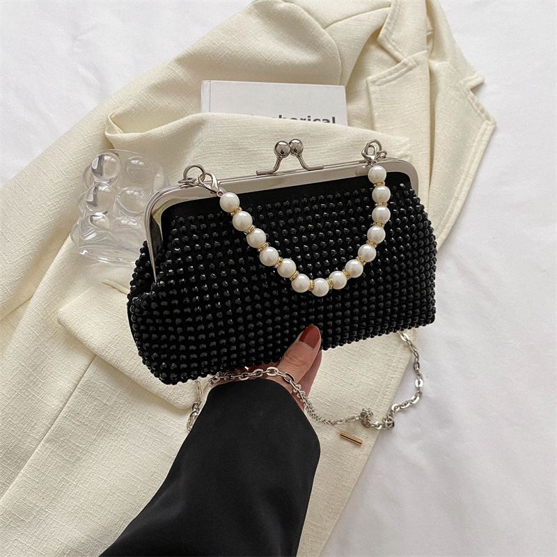Neue mode helle diamant frauen tasche perle kette hochwertige glänzende diamant abend tasche hand kosmetik tasche_voghion.com