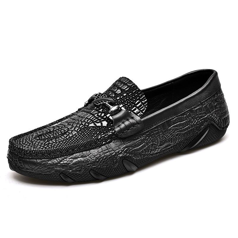 Pánské boty Dou z pravé hovězí kůže, jarní, nová podrážka, měkká, s krokodýlím vzorem, ležérní, kožené, trendy_voghion.com