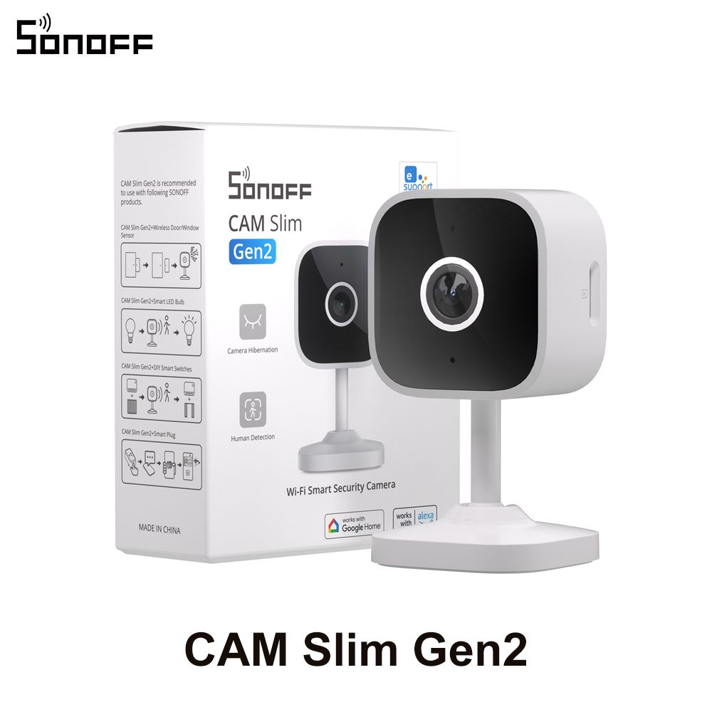 SONOFF CAM Slim Gen2 WiFi Smart Home Security 1080P HD Rilevamento umano Modalità sospensione Visione notturna Audio bidirezionale Telecamera interna_voghion.com