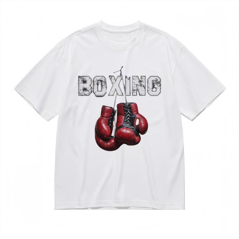 Women's Comfortable Breathable Classic T-Shirt With Boxing Theme Pattern_voghion.com