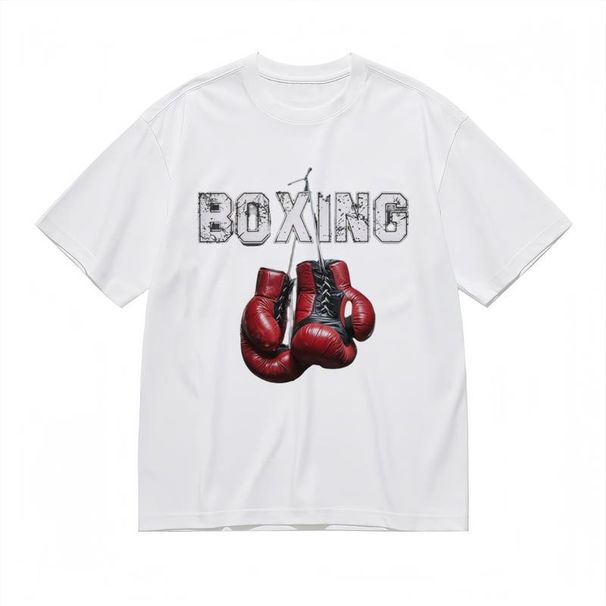 Women's Comfortable Breathable Classic T-Shirt With Boxing Theme Pattern_voghion.com