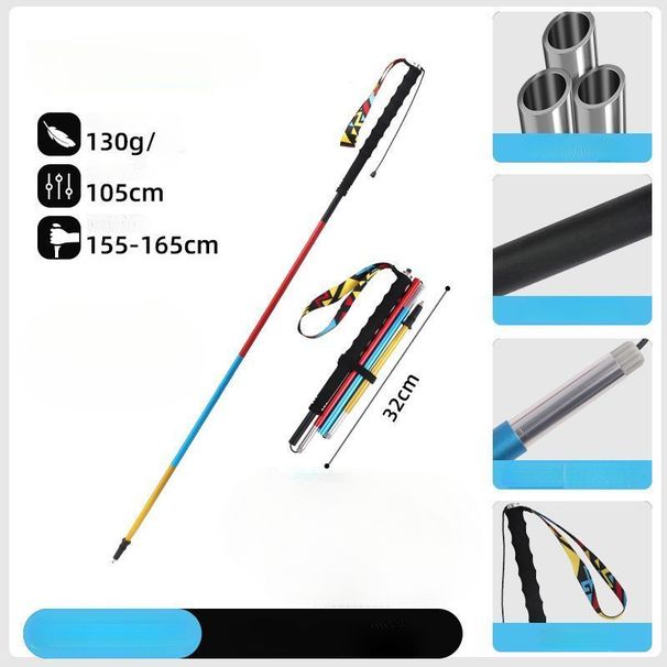 Tail Single Pole Walking Folding Ultralight Carbon Fiber Trail Running Hiking Stick_voghion.com